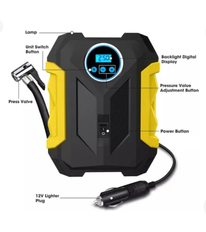 BOMBA DE NEUMATICOS PORTATIL CON LUZ LED