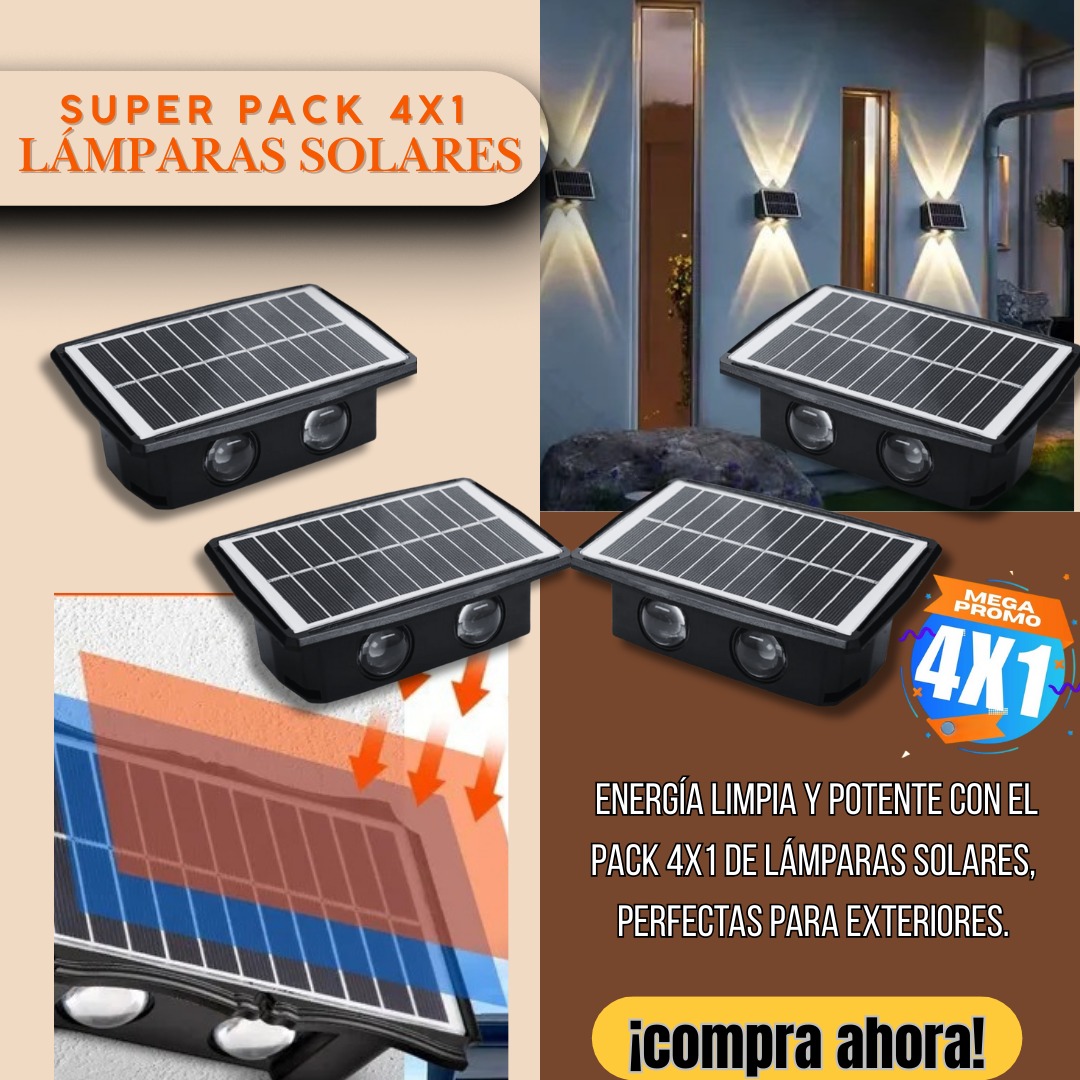 Combo 4 Lamparas Solares Ip 68 Exterior